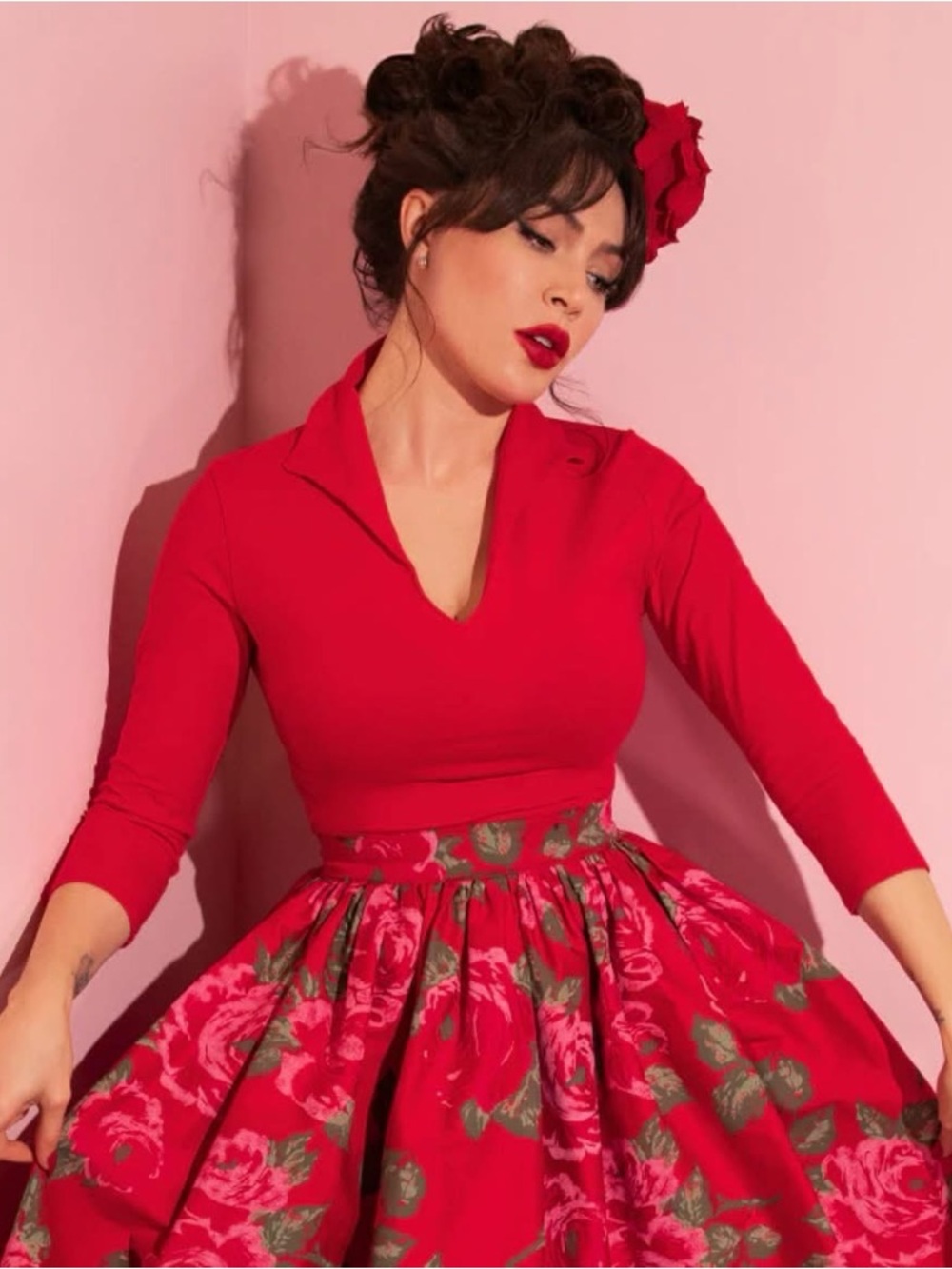 Vixen by Micheline Pitt size L Vixen Blouse in True Red